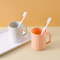 Nordic Vertical-Ribbed Mouthwash Cup - Large-Capacity Plastic Toothbrush Cup for Home Use, Couple’s Wash Set, Minimalist & Portable Dental Mug